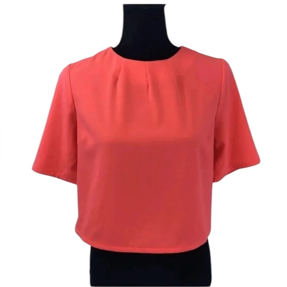 Quinn‎ Womens Neon Pink Structured Crop Top Blouse Small